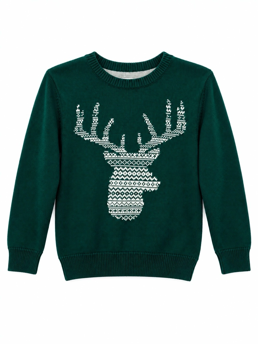 Gymboree Boys Green Reindeer Fair Isle Christmas Sweater Size 5-6